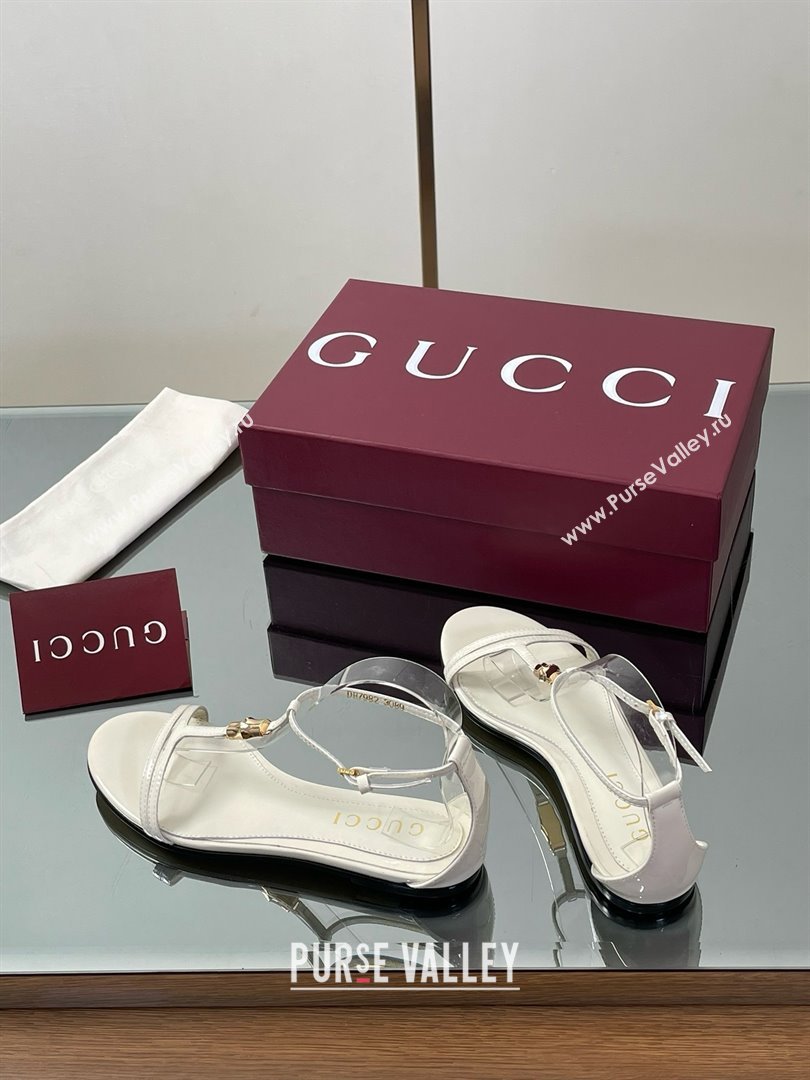 Gucci Patent Leather Thong Sandal with Bamboo White 2025 (MD-25070411)