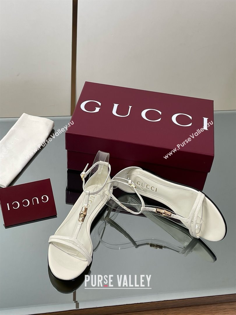 Gucci Patent Leather Thong Sandal with Bamboo White 2025 (MD-25070411)