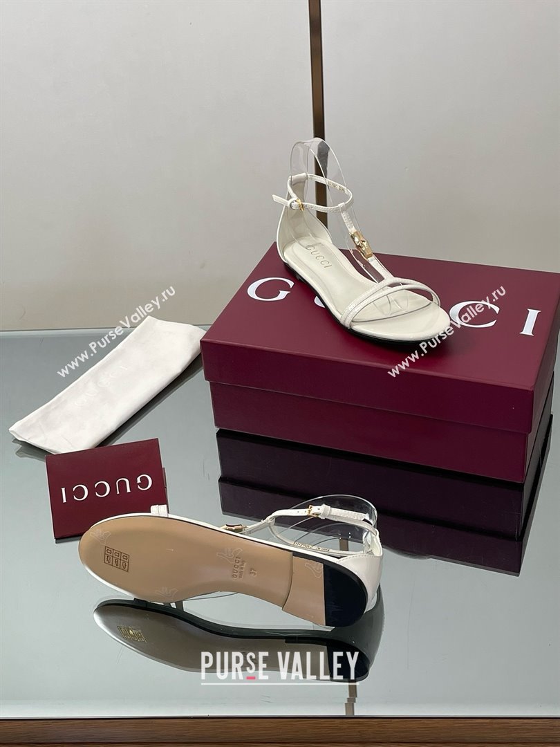Gucci Patent Leather Thong Sandal with Bamboo White 2025 (MD-25070411)