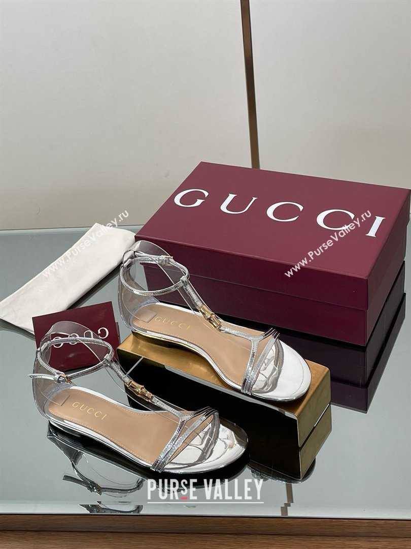 Gucci Patent Leather Thong Sandal with Bamboo Silver 2025 (MD-25070412)