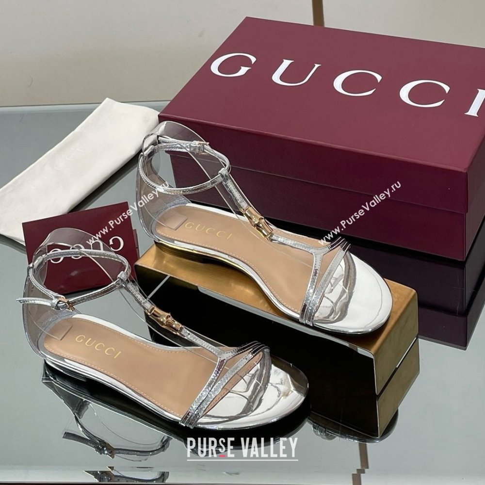 Gucci Patent Leather Thong Sandal with Bamboo Silver 2025 (MD-25070412)