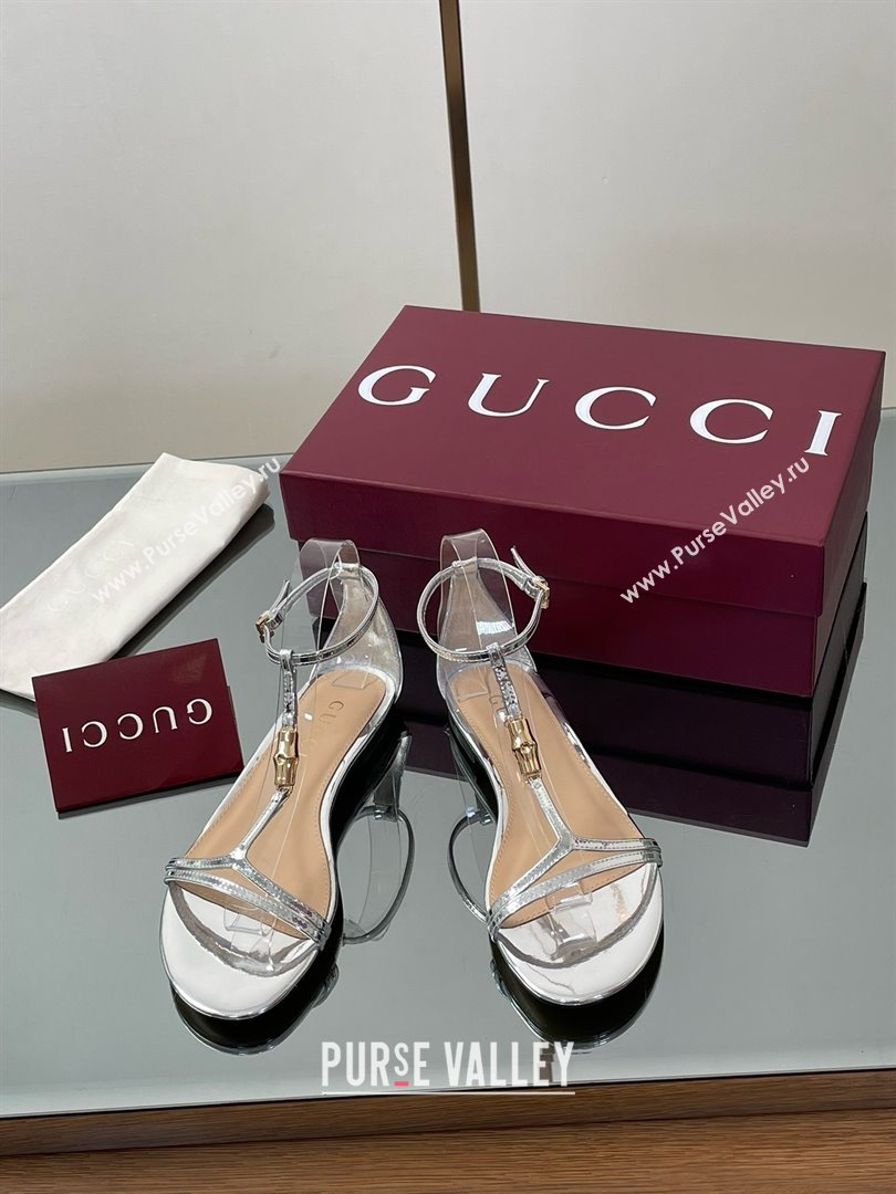 Gucci Patent Leather Thong Sandal with Bamboo Silver 2025 (MD-25070412)