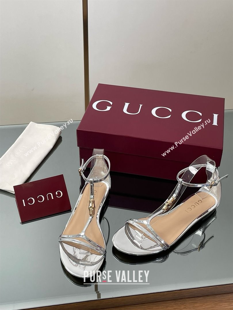 Gucci Patent Leather Thong Sandal with Bamboo Silver 2025 (MD-25070412)