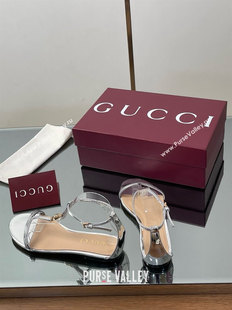 Gucci Patent Leather Thong Sandal with Bamboo Silver 2025 (MD-25070412)