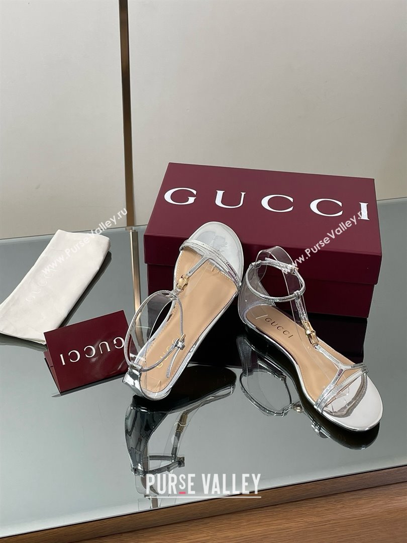 Gucci Patent Leather Thong Sandal with Bamboo Silver 2025 (MD-25070412)