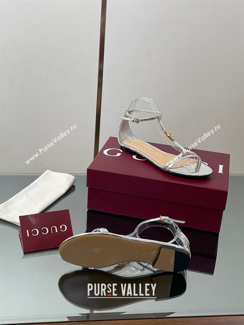 Gucci Patent Leather Thong Sandal with Bamboo Silver 2025 (MD-25070412)