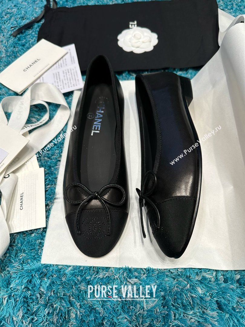 Chanel Grosgrain Lambskin Ballet Flats CHB070715 Black 2025 (MD-25070815)