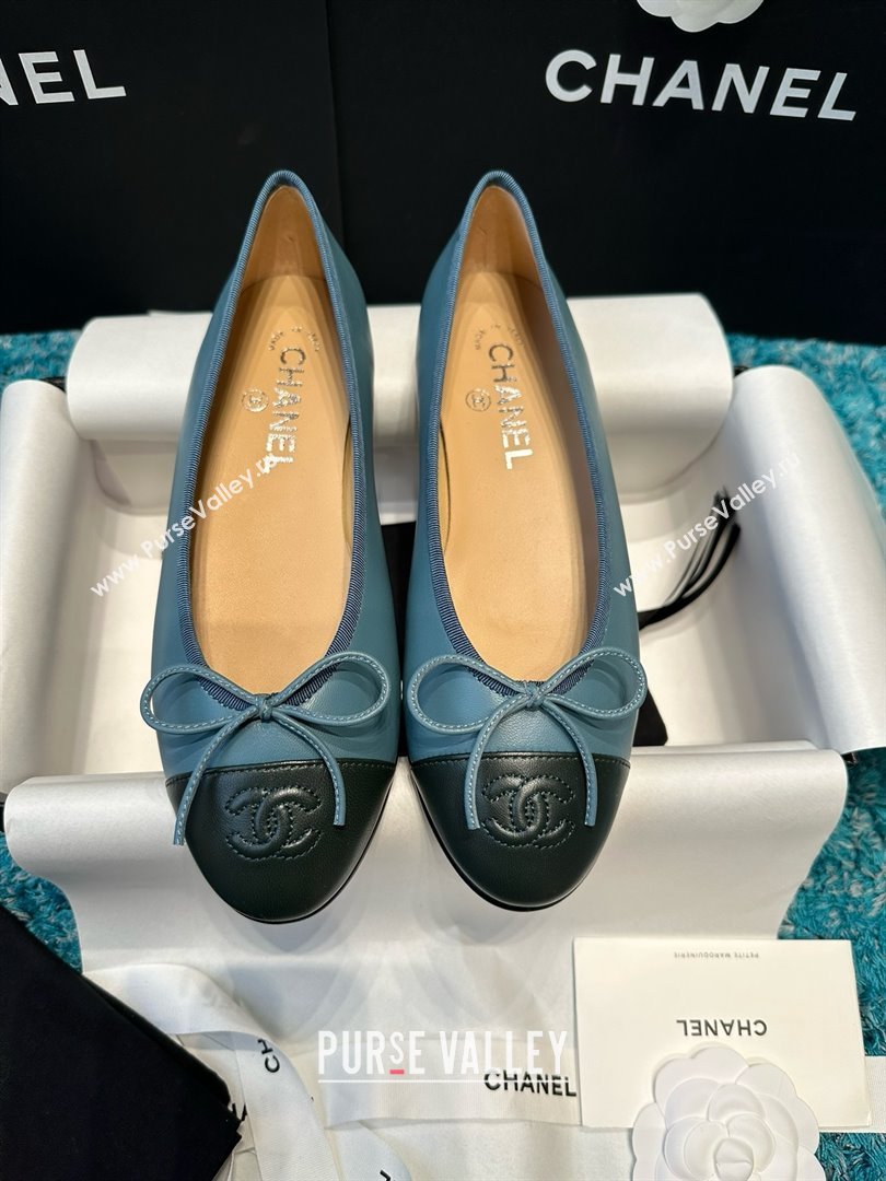 Chanel Lambskin Ballet Flats CHB070716 Blue/Black 2025 (MD-25070816)