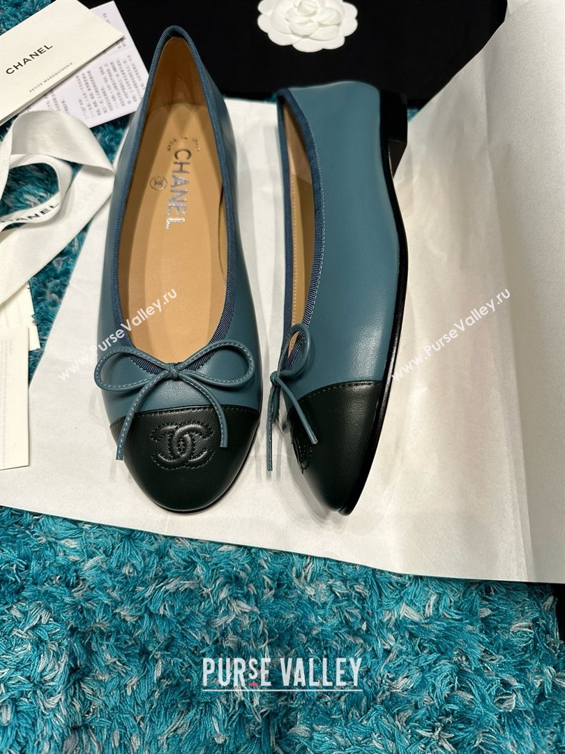 Chanel Lambskin Ballet Flats CHB070716 Blue/Black 2025 (MD-25070816)