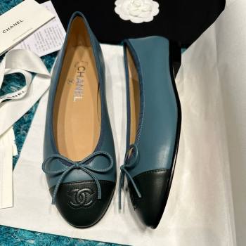 Chanel Lambskin Ballet Flats CHB070716 Blue/Black 2025 (MD-25070816)