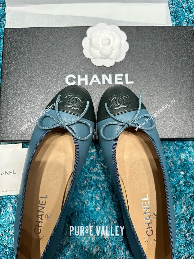 Chanel Lambskin Ballet Flats CHB070716 Blue/Black 2025 (MD-25070816)
