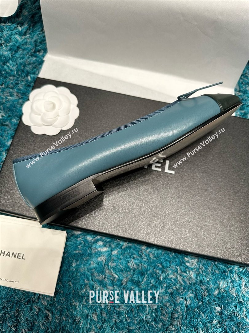 Chanel Lambskin Ballet Flats CHB070716 Blue/Black 2025 (MD-25070816)