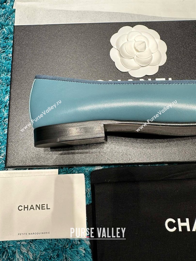 Chanel Lambskin Ballet Flats CHB070716 Blue/Black 2025 (MD-25070816)