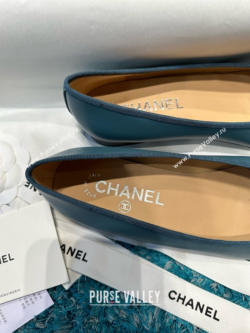 Chanel Lambskin Ballet Flats CHB070716 Blue/Black 2025 (MD-25070816)