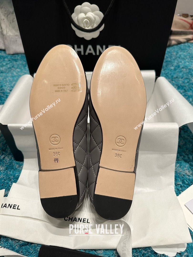Chanel Quilted Lambskin Ballet Flats CHB070717 Grey/Black 2025 (MD-25070817)