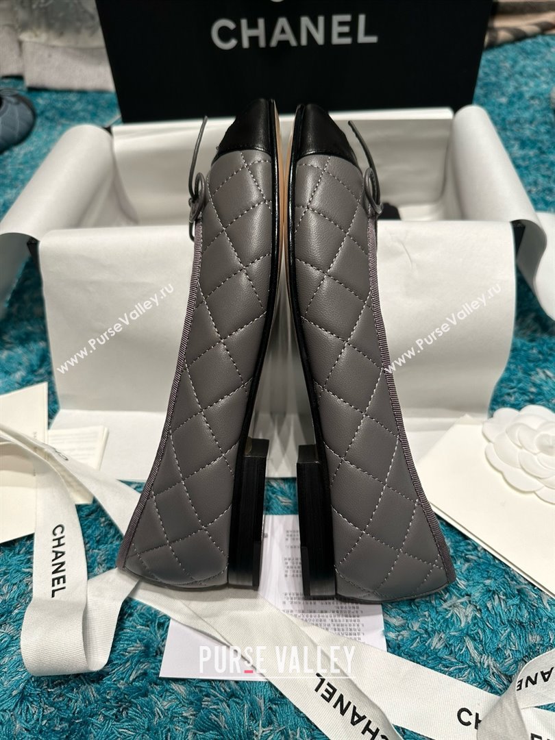 Chanel Quilted Lambskin Ballet Flats CHB070717 Grey/Black 2025 (MD-25070817)