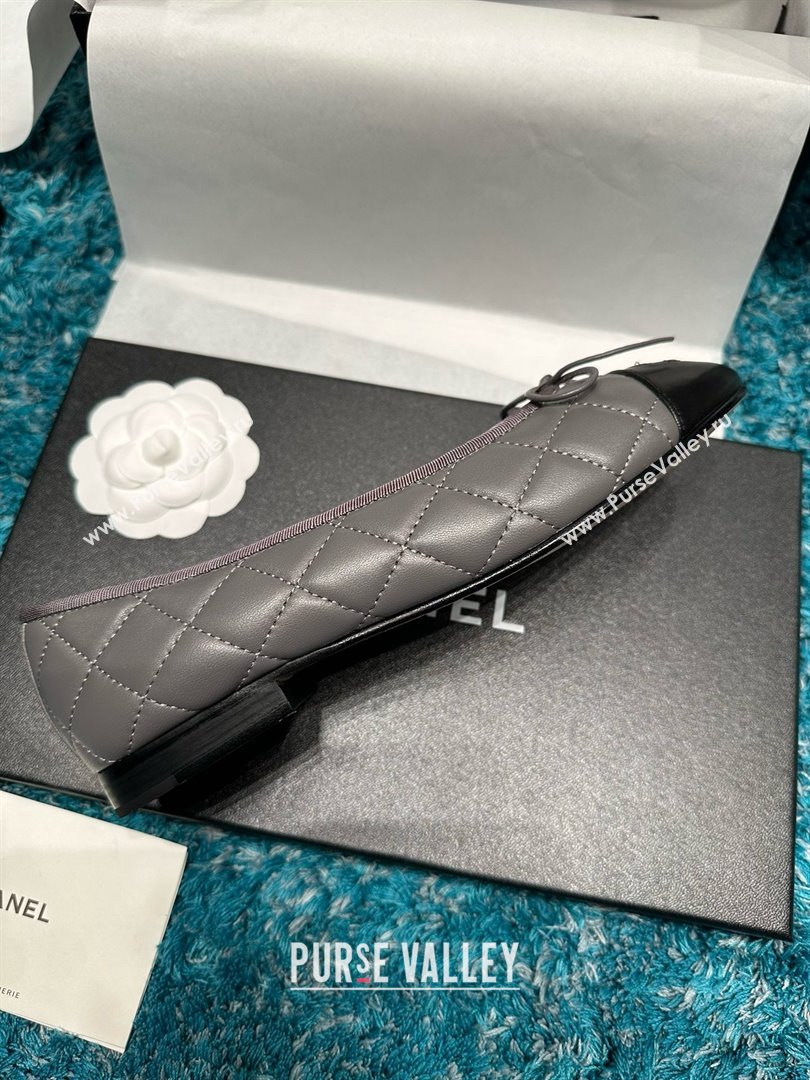 Chanel Quilted Lambskin Ballet Flats CHB070717 Grey/Black 2025 (MD-25070817)