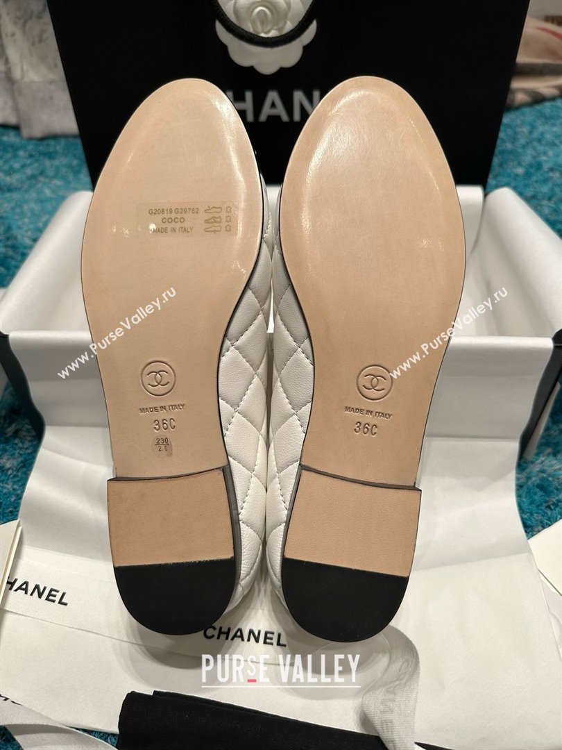 Chanel Quilted Lambskin Ballet Flats CHB070717 White/Black 2025 (MD-25070818)