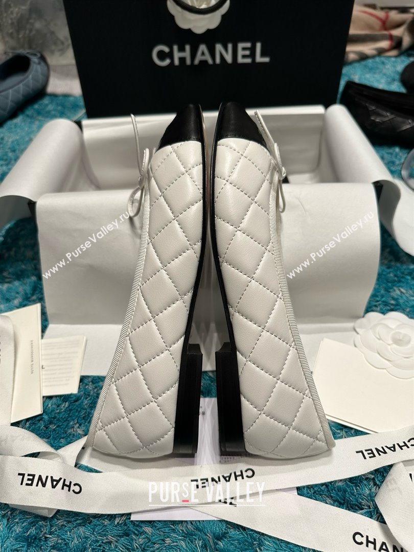 Chanel Quilted Lambskin Ballet Flats CHB070717 White/Black 2025 (MD-25070818)