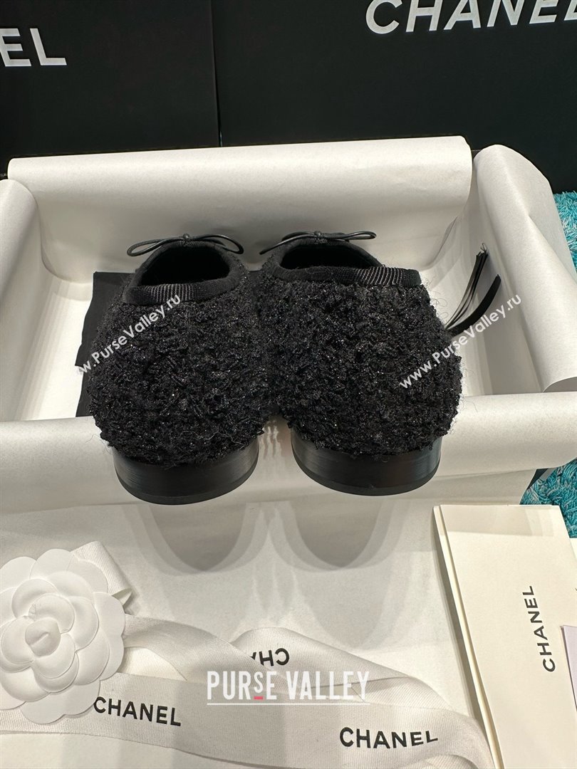 Chanel Tweed Patent Leather Ballet Flats CHB070702 Black 2025 (MD-25070702)