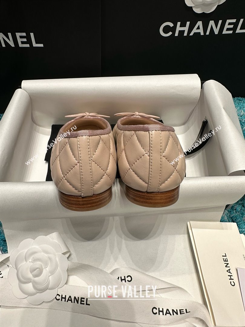 Chanel Quilted Lambskin Ballet Flats CHB070719 Beige /Black 2025 (MD-25070819)