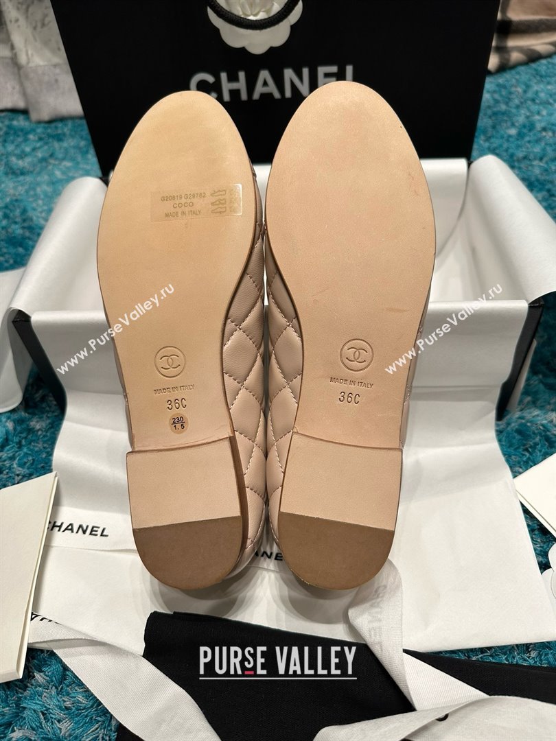 Chanel Quilted Lambskin Ballet Flats CHB070719 Beige /Black 2025 (MD-25070819)