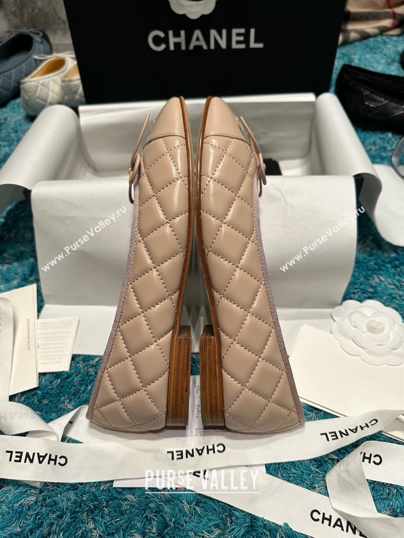 Chanel Quilted Lambskin Ballet Flats CHB070719 Beige /Black 2025 (MD-25070819)