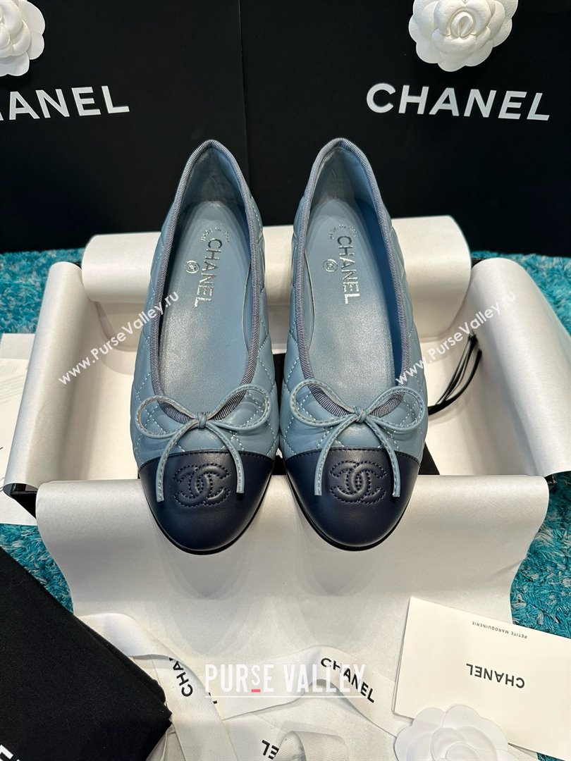 Chanel Quilted Lambskin Ballet Flats CHB070720 Blue/Black 2025 (MD-25070820)