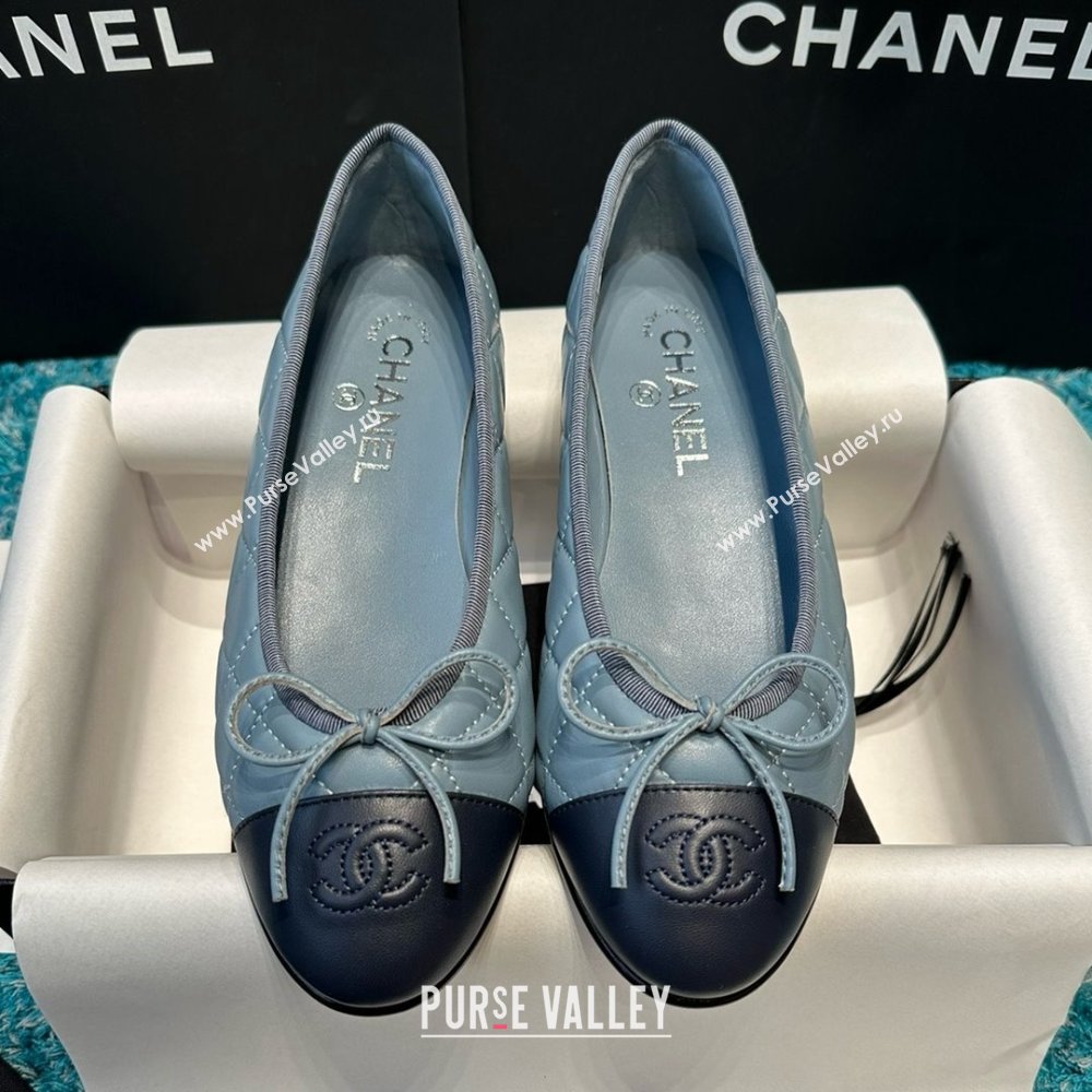 Chanel Quilted Lambskin Ballet Flats CHB070720 Blue/Black 2025 (MD-25070820)