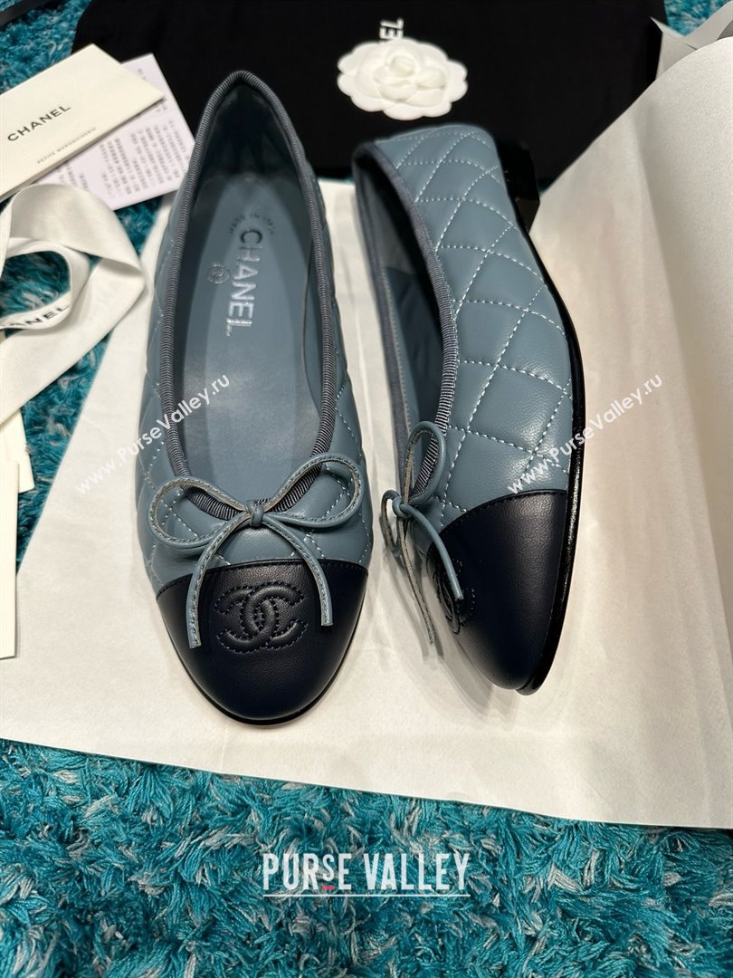 Chanel Quilted Lambskin Ballet Flats CHB070720 Blue/Black 2025 (MD-25070820)