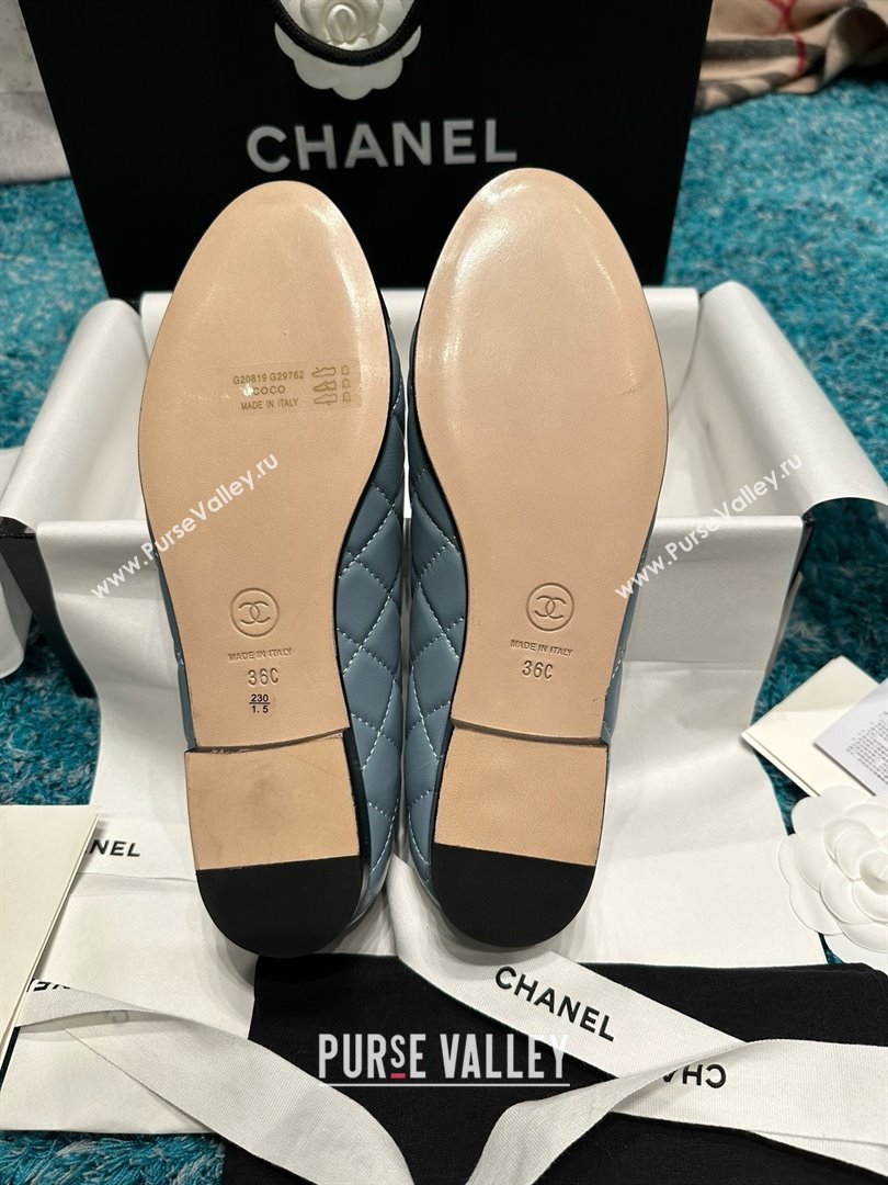 Chanel Quilted Lambskin Ballet Flats CHB070720 Blue/Black 2025 (MD-25070820)