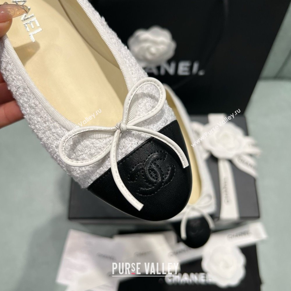 Chanel Tweed Lambskin Ballet Flats CHB070722 White 2025 (MD-25070722)