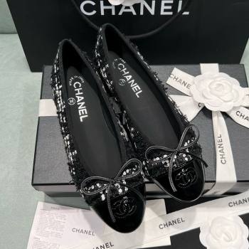 Chanel Tweed Squins Ballet Flats CHB070723 Black 2025 (MD-25070823)