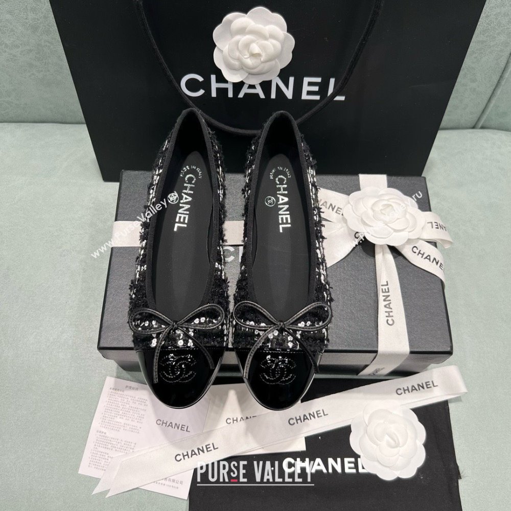 Chanel Tweed Squins Ballet Flats CHB070723 Black 2025 (MD-25070823)