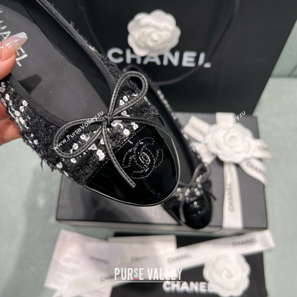 Chanel Tweed Squins Ballet Flats CHB070723 Black 2025 (MD-25070823)