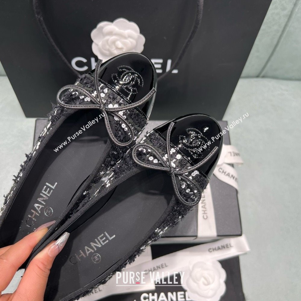 Chanel Tweed Squins Ballet Flats CHB070723 Black 2025 (MD-25070823)