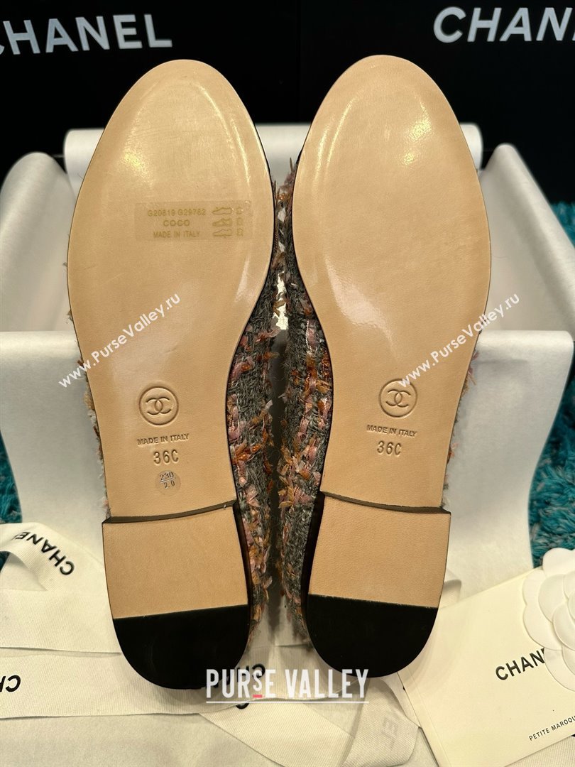 Chanel Tweed Grosgrain Ballet Flats CHB070724 Grey/Black 2025 (MD-25070724)