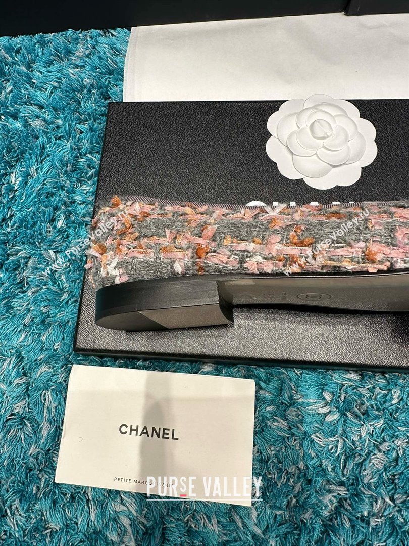 Chanel Tweed Grosgrain Ballet Flats CHB070724 Grey/Black 2025 (MD-25070724)