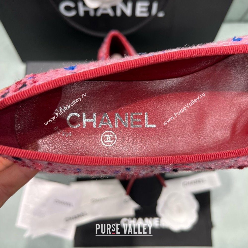 Chanel Tweed Grosgrain Ballet Flats CHB070725 Pink/Black 2025 (MD-25070825)