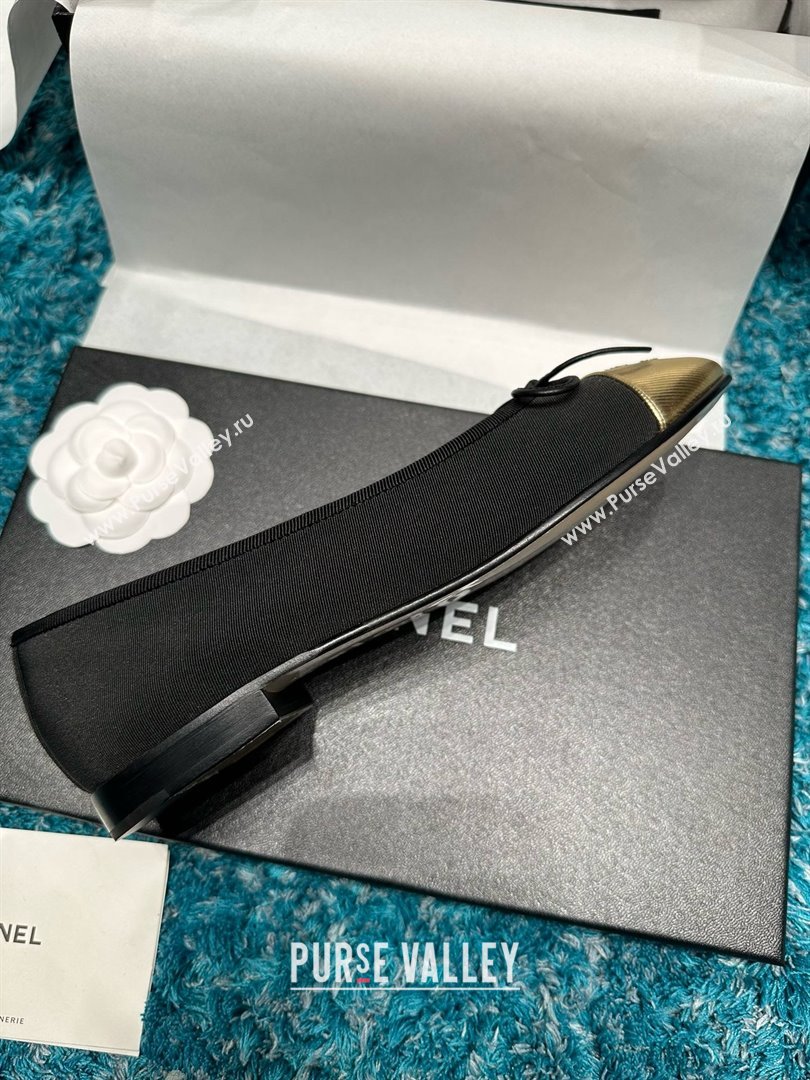 Chanel Grosgrain Lambskin Ballet Flats CHB070704 Black/Gold 2025 (MD-25070704)