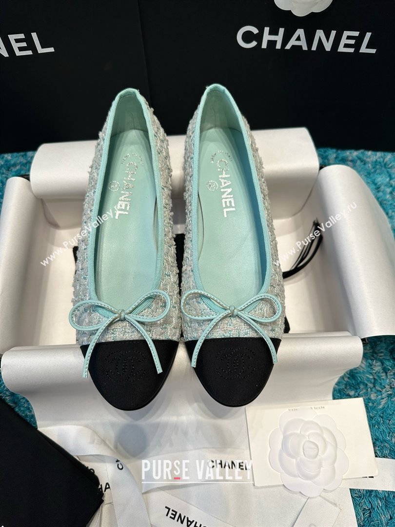 Chanel Tweed Grosgrain Ballet Flats CHB070701 Green 2025 (MD-25070701)