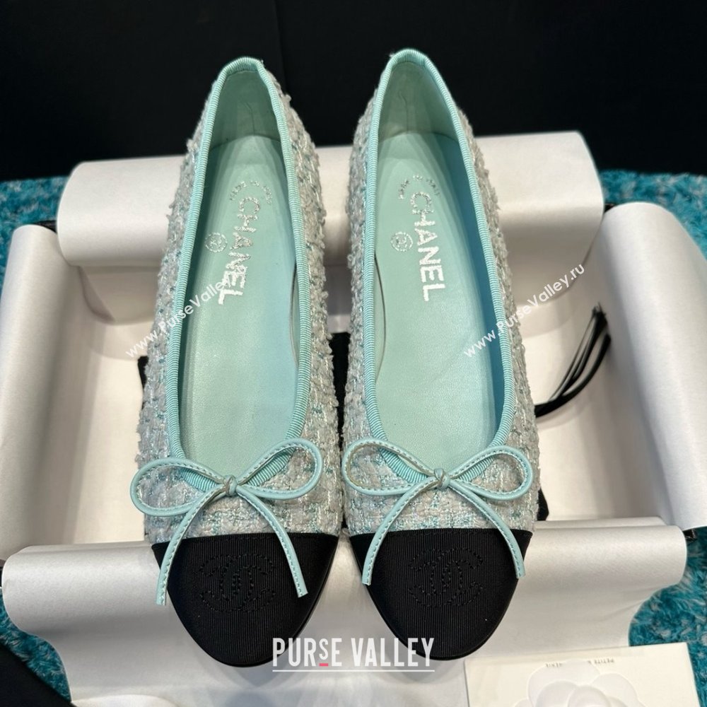 Chanel Tweed Grosgrain Ballet Flats CHB070701 Green 2025 (MD-25070701)