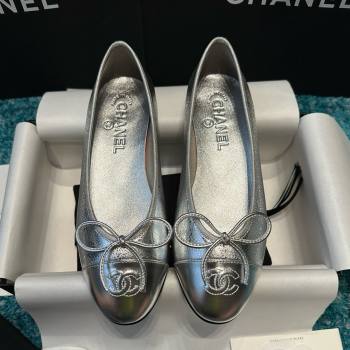 Chanel Metallic Leather Ballet Flats CHB070724 Silver 2025 (MD-25070824)