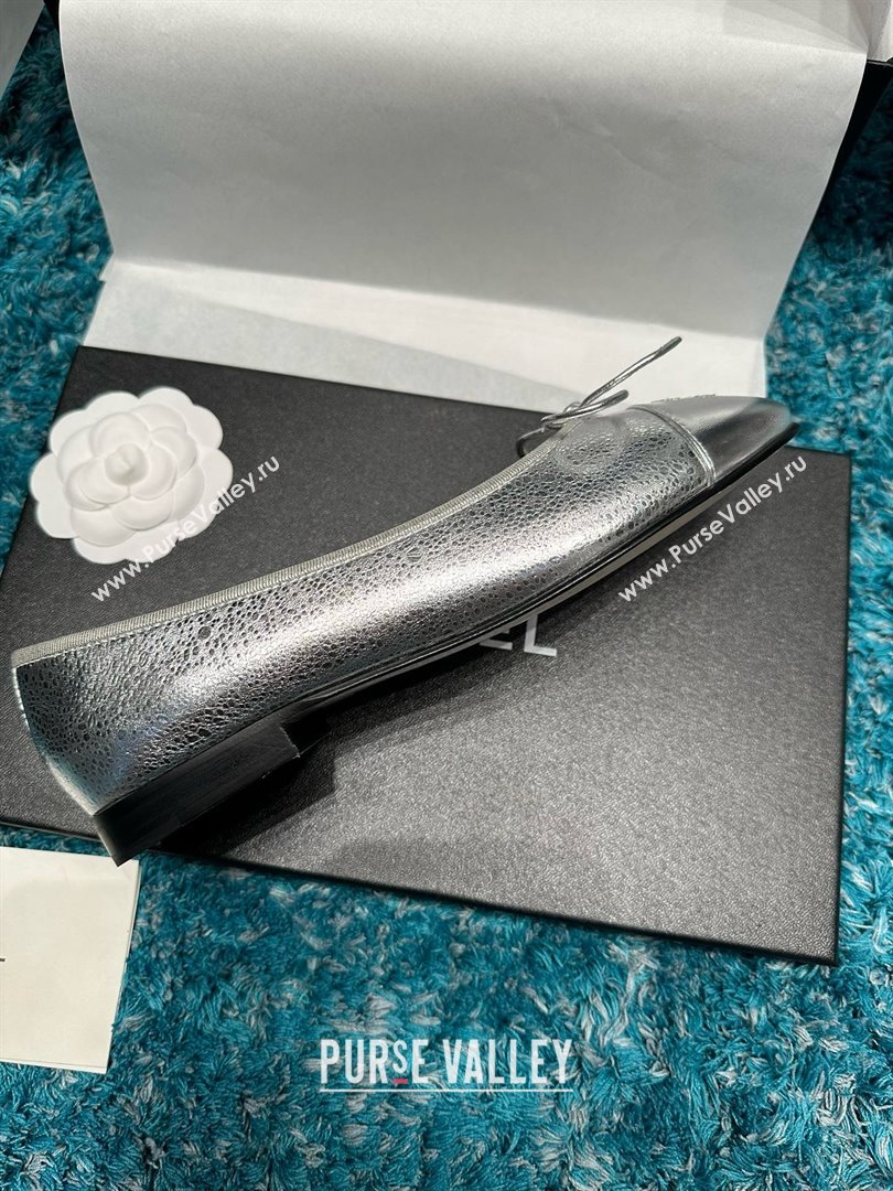 Chanel Metallic Leather Ballet Flats CHB070724 Silver 2025 (MD-25070824)