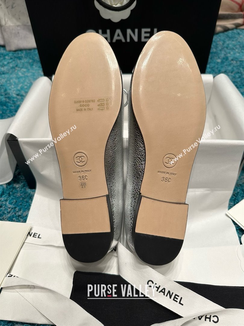 Chanel Metallic Leather Ballet Flats CHB070724 Silver 2025 (MD-25070824)