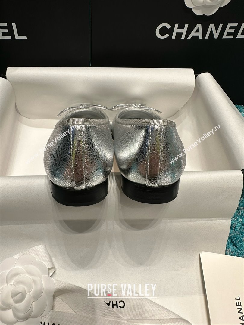 Chanel Metallic Leather Ballet Flats CHB070724 Silver 2025 (MD-25070824)