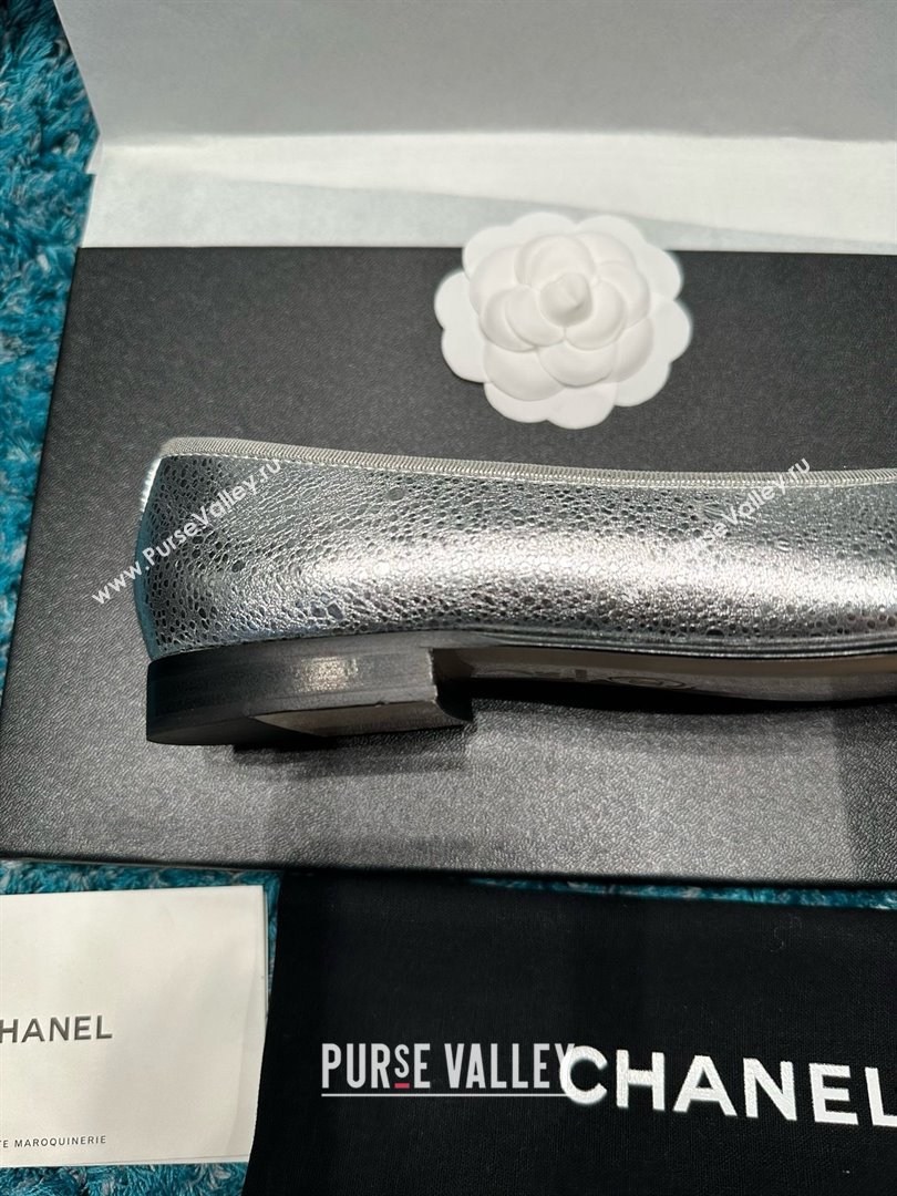 Chanel Metallic Leather Ballet Flats CHB070724 Silver 2025 (MD-25070824)