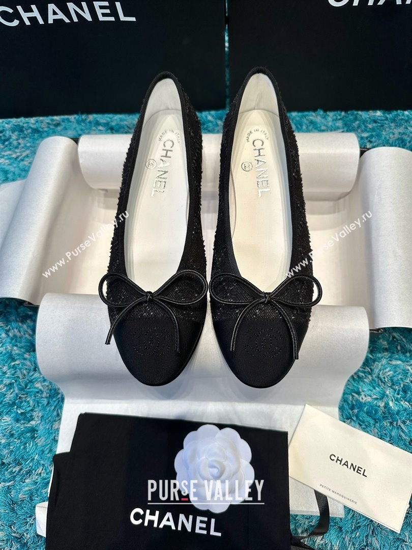 Chanel Denim Grosgrain Ballet Flats CHB070726 Black 2025 (MD-25070826)