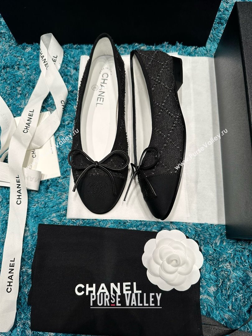 Chanel Denim Grosgrain Ballet Flats CHB070726 Black 2025 (MD-25070826)