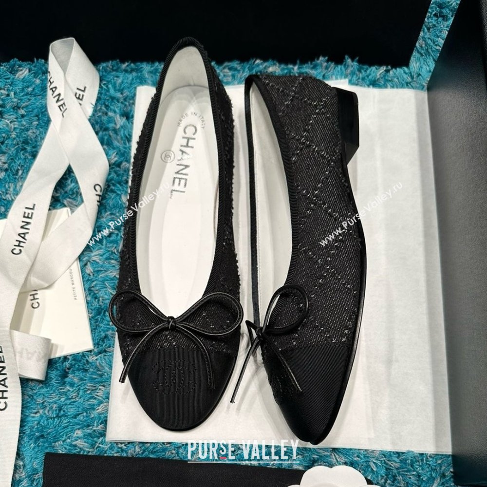 Chanel Denim Grosgrain Ballet Flats CHB070726 Black 2025 (MD-25070826)